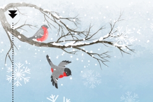 立冬雪松卡通童趣蓝色banner