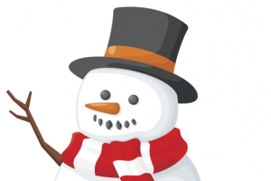 卡通矢量圣诞雪人树枝