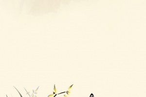 中国风手绘国画兰花蝴蝶