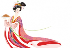 中秋节手绘美女月饼