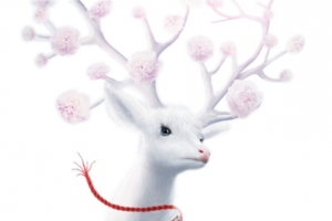 卡通手绘梦幻白色麋鹿