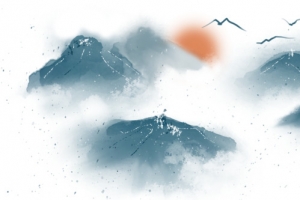 山水画水墨崇山峻岭高风