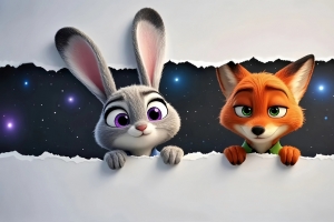 朱迪 狐狸尼克 撕裂缝隙 疯狂动物城4k壁纸