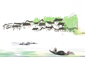手绘的山水素材图