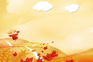 秋季丰收卡通稻田稻草人黄色banner