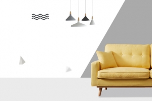 黄色沙发促销简约灰色banner