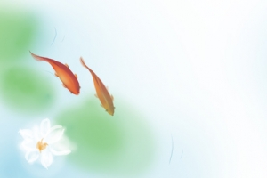 手绘初夏青色荷塘