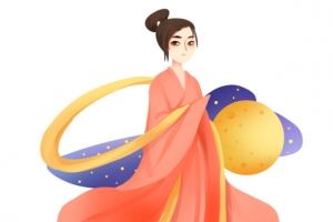 手绘嫦娥元素
