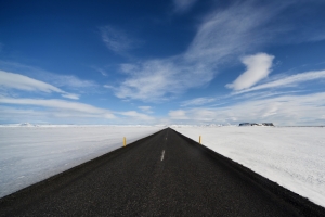 雪地 天空 道路风景 4K壁纸