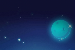 手绘卡通森林夜色