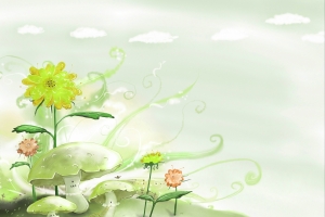 鲜花 蘑菇 云 绘画 4K卡通壁纸