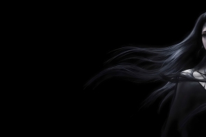暗黑女神 长发 黑色背景 3440x1440带鱼屏壁纸