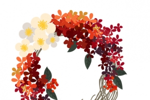 彩色秋季花环设计矢量