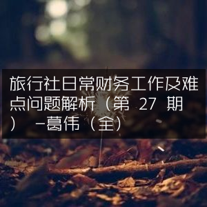 旅行社财务日常运作及挑战深度剖析（第27期）-葛伟（完整版）