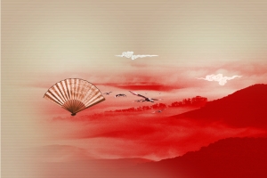 红色中国山川背景素材