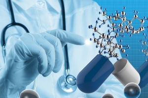 胶囊分子结构医生科技蓝色海报背景