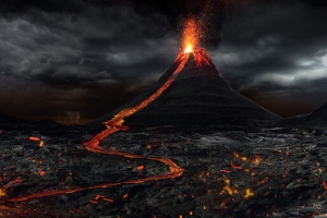喷涌的火山海报背景