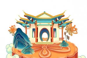 手绘插画中秋月饼