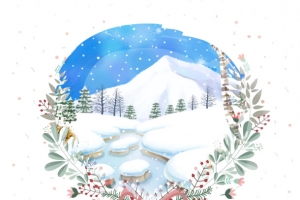 手绘雪地元素 立冬艺术字元素