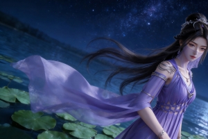 星空 荷塘 紫灵4K电脑壁纸3840x2160