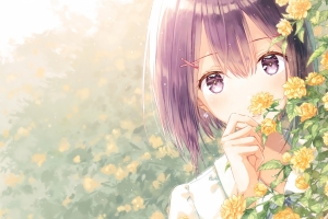 花海女孩唯美动漫3440x1440壁纸