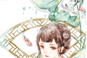 古风清纯优雅美女手绘插画