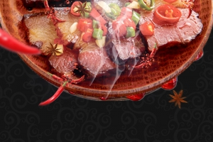 舌尖上的美食湘西腊肉纹理黑色banner