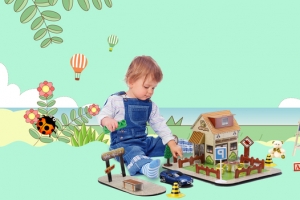 国外小孩卡通童趣小清新绿banner