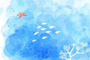 手绘蓝色海底世界