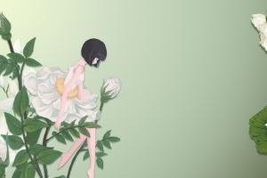 绿色的小女孩背景