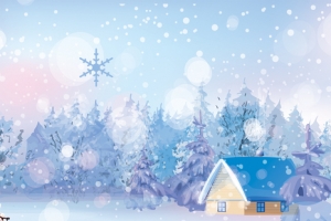 下雪堆雪人卡通手绘蓝色banner