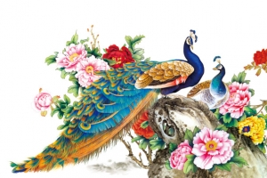 百花孔雀图