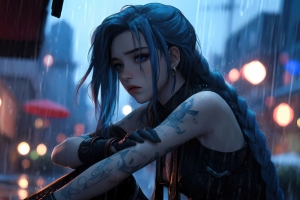 雨天 金克丝 英雄联盟LOL 平板桌面壁纸