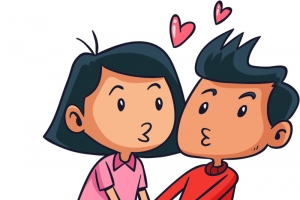 一对甜蜜KISS的情侣