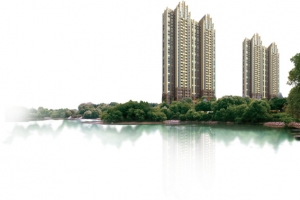 湖边海景高楼生态小区