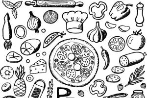 手绘食物线描稿