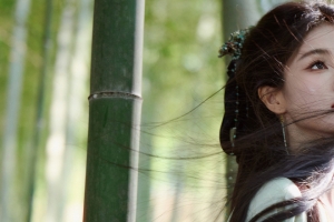 竹林古风美女白鹿3440x1440带鱼屏壁纸