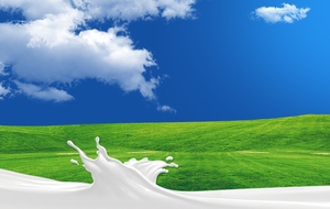 电商牛奶乳制品清新草原背景banner