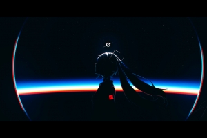 动漫女孩 初音未来 宇宙 深色背景 太空 星星 4K壁纸