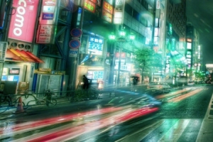 夜晚城市街道摄影背景