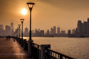 城市江景淘宝海报背景banner