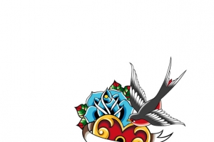 矢量彩色喜鹊围花图案