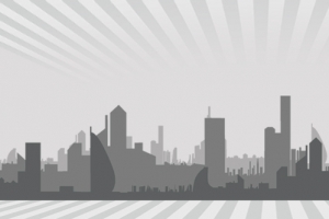 灰色建筑街景手绘淘宝背景banner