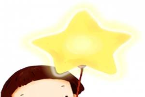 卡通小孩拿着五角星装饰图片