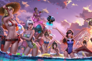 守望先锋dva,美女英雄,比基尼,6k壁纸