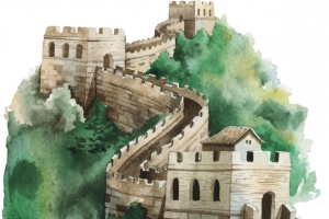 手绘风中国的长城