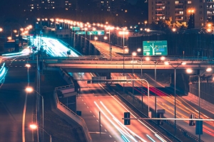 夜城 道路 鸟瞰图 灯光 4k壁纸 3840x2160