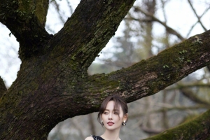 好看黑色长裙子美女张嘉倪4k手机壁纸竖屏