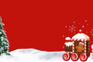 圣诞节卡通火车简约红色banner