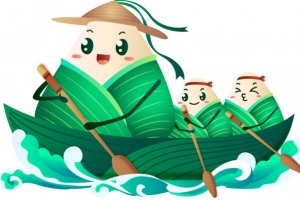 卡通划龙舟的粽子